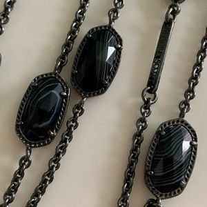 Kendra Scott Gunmetal Black Banded Agate Kellie Necklace